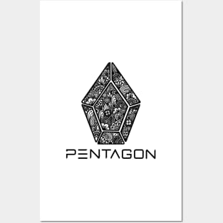 Pentagon Zentangle Logo Posters and Art